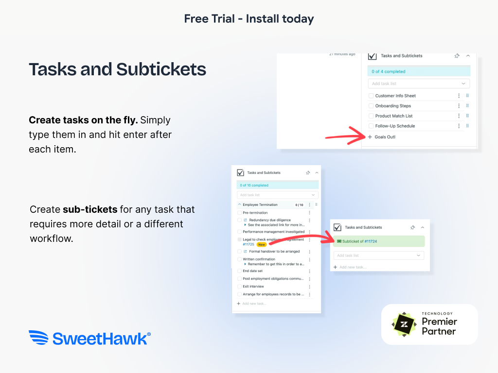 Tasks and Subtickets dashboard view — Workflows app on the Zendesk Marketplace